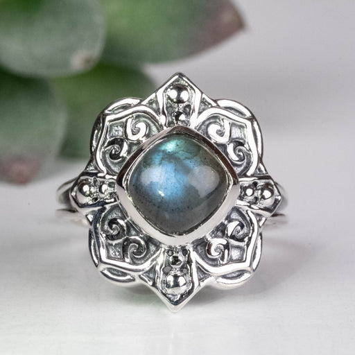 Labradorite Ring 7mm Size 6 .925 Silver - InnerVision Crystals