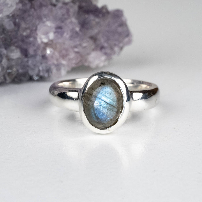 Labradorite Ring 7x5mm Size 4 - InnerVision Crystals