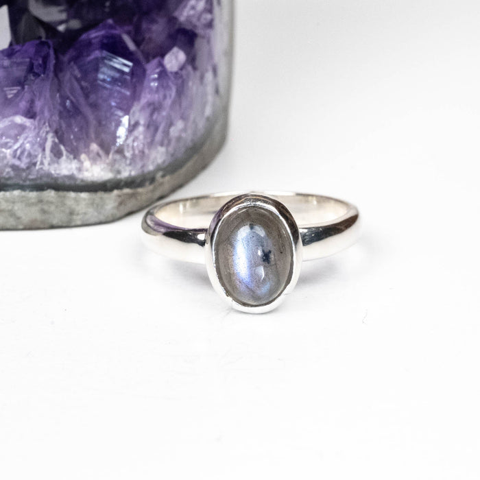 Labradorite Ring 7x5mm Size 6 - InnerVision Crystals