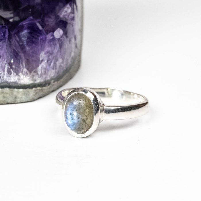 Labradorite Ring 7x5mm Size 6 - InnerVision Crystals