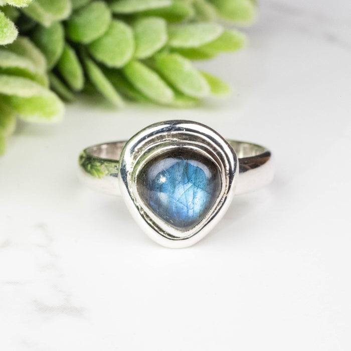 Labradorite Ring 8.5mm Size 8 - InnerVision Crystals