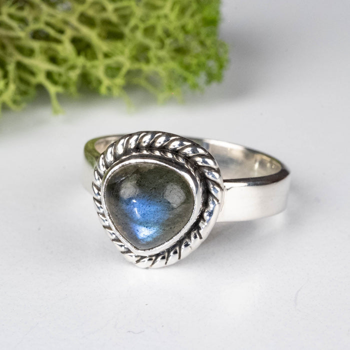 Labradorite Ring 8mm Size 7 .925 Silver - InnerVision Crystals