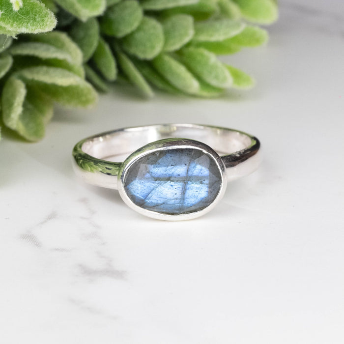 Labradorite Ring 9x7mm Size 9 - InnerVision Crystals