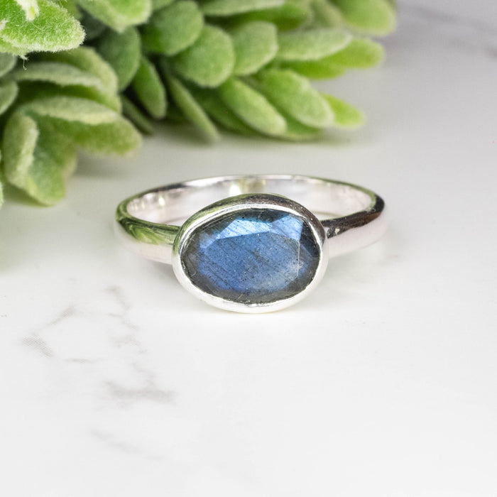 Labradorite Ring 9x7mm Size 9 - InnerVision Crystals