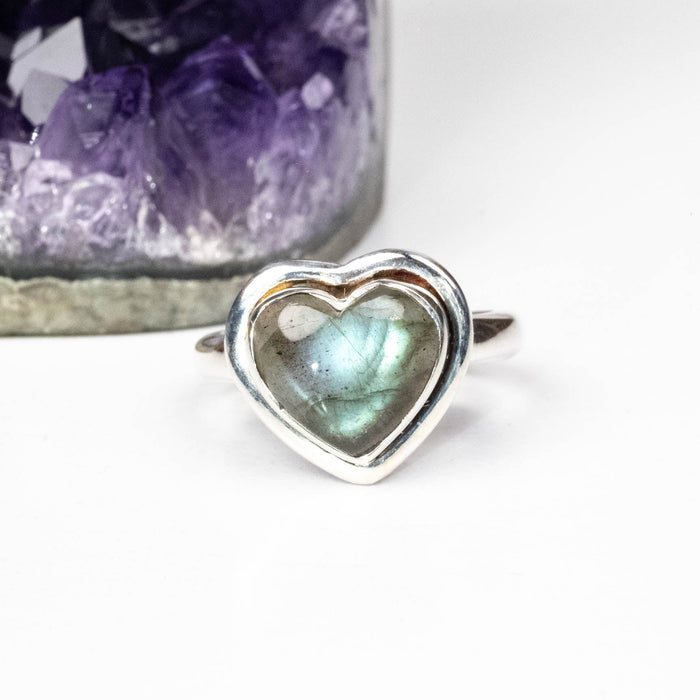 Labradorite Ring 9x8mm Size 5 - InnerVision Crystals