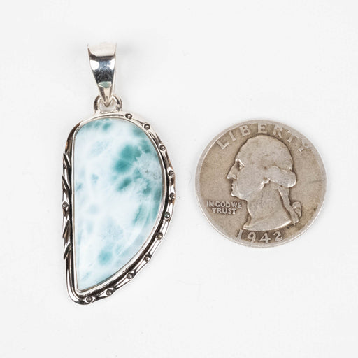 Larimar Pendant 12.87 g 48x21mm .925 Silver - InnerVision Crystals