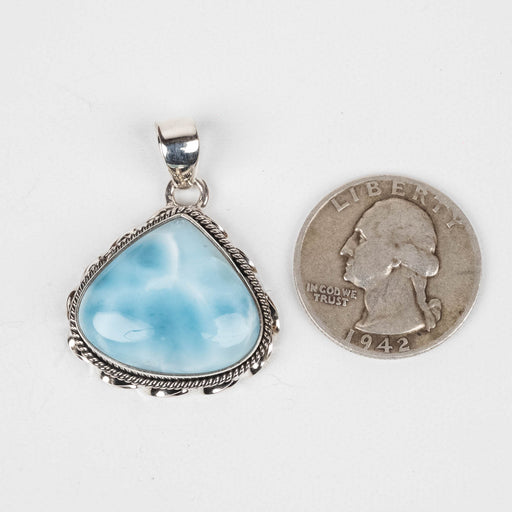 Larimar Pendant 9.49 g 36x27mm .925 Silver - InnerVision Crystals