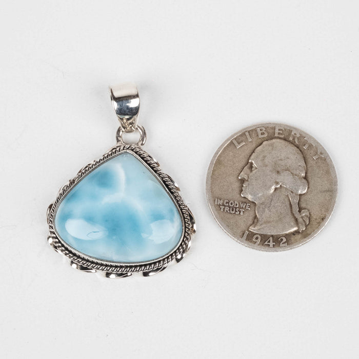 Larimar Pendant 9.49 g 36x27mm .925 Silver - InnerVision Crystals