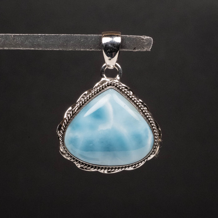 Larimar Pendant 9.49 g 36x27mm .925 Silver - InnerVision Crystals