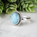 Larimar Ring 11x9mm Size 9 - InnerVision Crystals