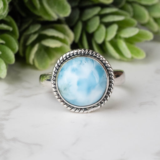 Larimar Ring 12mm Size 10 - InnerVision Crystals