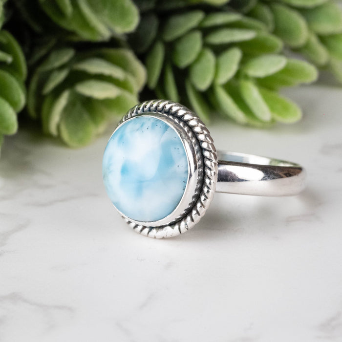 Larimar Ring 12mm Size 10 - InnerVision Crystals