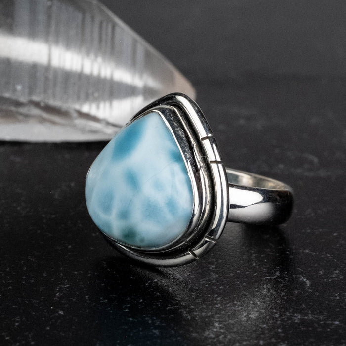 Larimar Ring 13mm Size 6 - InnerVision Crystals