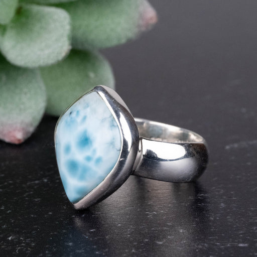 Larimar Ring 16x12mm Size 6.75 .925 Silver - InnerVision Crystals