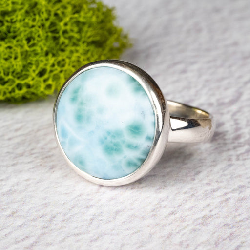Larimar Ring 18mm Size 11 .925 Silver - InnerVision Crystals