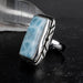 Larimar Ring 21x10mm Size 6 - InnerVision Crystals