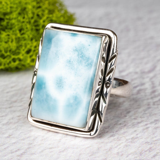 Larimar Ring 21x15mm Size 9 .925 Silver - InnerVision Crystals