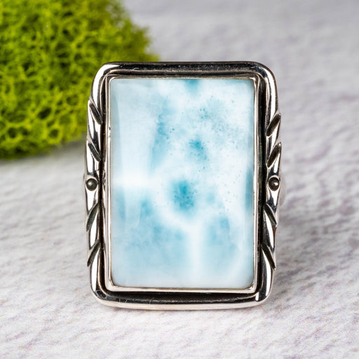 Larimar Ring 21x15mm Size 9 .925 Silver - InnerVision Crystals