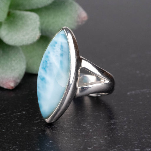 Larimar Ring 22x9mm Size 6.5 .925 Silver - InnerVision Crystals