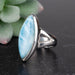 Larimar Ring 22x9mm Size 6.5 .925 Silver - InnerVision Crystals