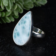 Larimar Ring 27x15mm Size 8 Adjustable - InnerVision Crystals