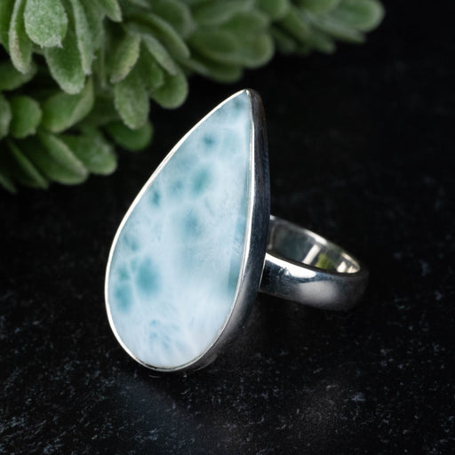 Larimar Ring 27x15mm Size 8 Adjustable - InnerVision Crystals