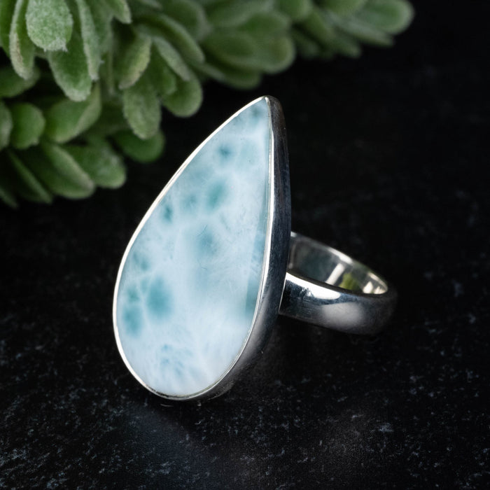Larimar Ring 27x15mm Size 8 Adjustable - InnerVision Crystals