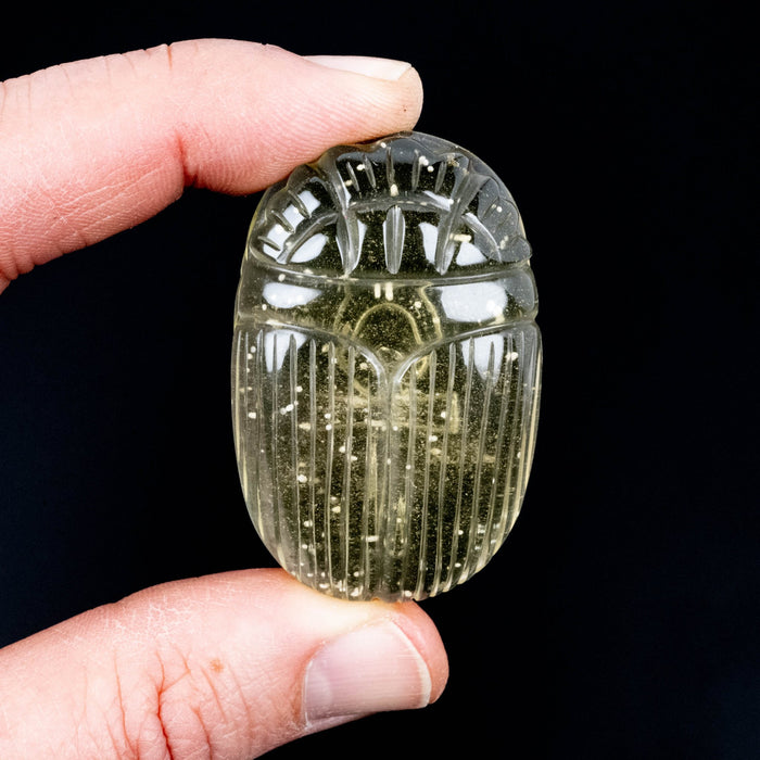 Libyan Desert Glass Scarab Carving 28.60 g 50x32mm - InnerVision Crystals