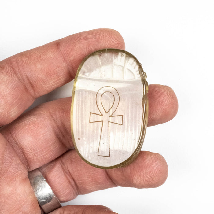 Libyan Desert Glass Scarab Gemstone Carving 29.55 g 49x32mm - InnerVision Crystals