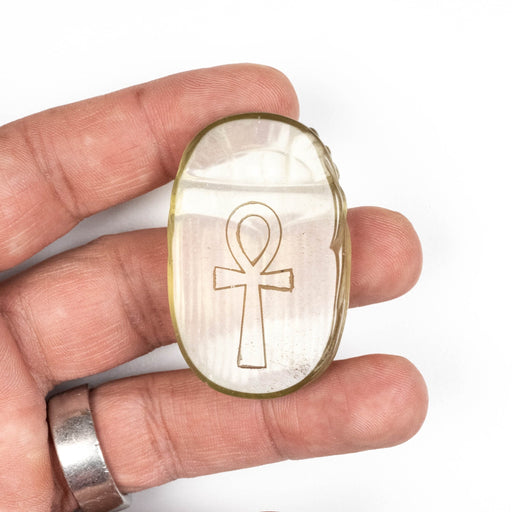 Libyan Desert Glass Scarab Gemstone Carving 29.96 g 49x32mm - InnerVision Crystals