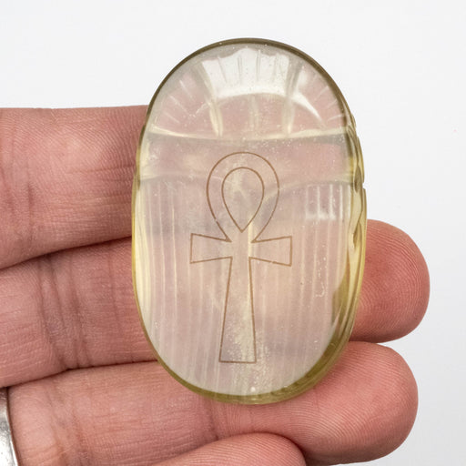 Libyan Desert Glass Scarab Gemstone Scarab 27.83 g 50x32mm - InnerVision Crystals