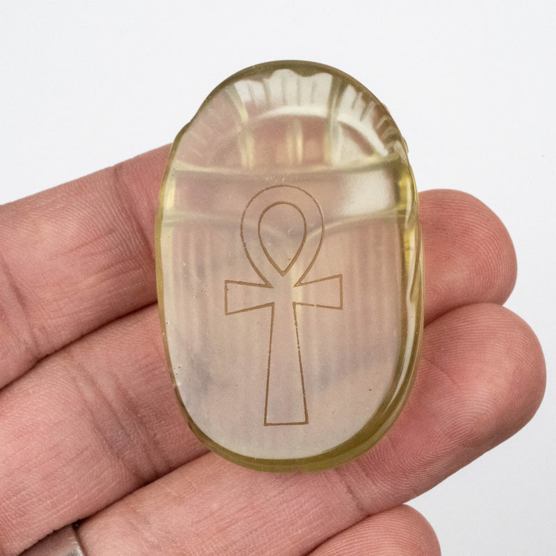 Libyan Desert Glass Scarab Gemstone Scarab 28.43 g 50x32mm - InnerVision Crystals