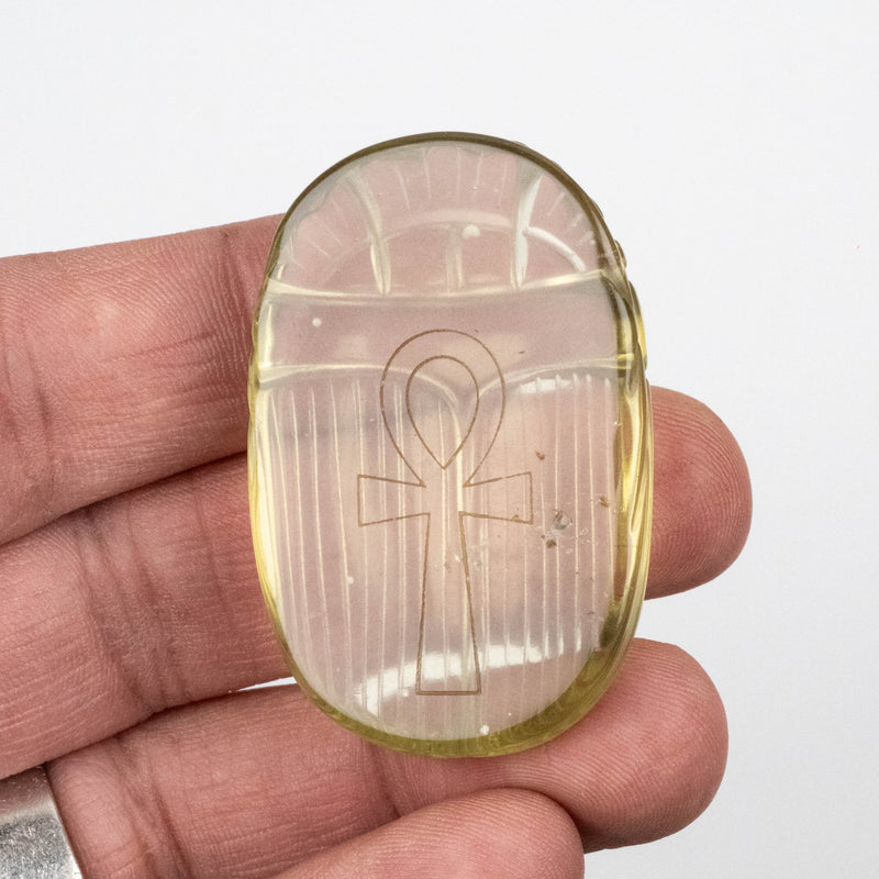 Libyan Desert Glass Scarab Gemstone Scarab 28.44 g 49x32mm - InnerVision Crystals