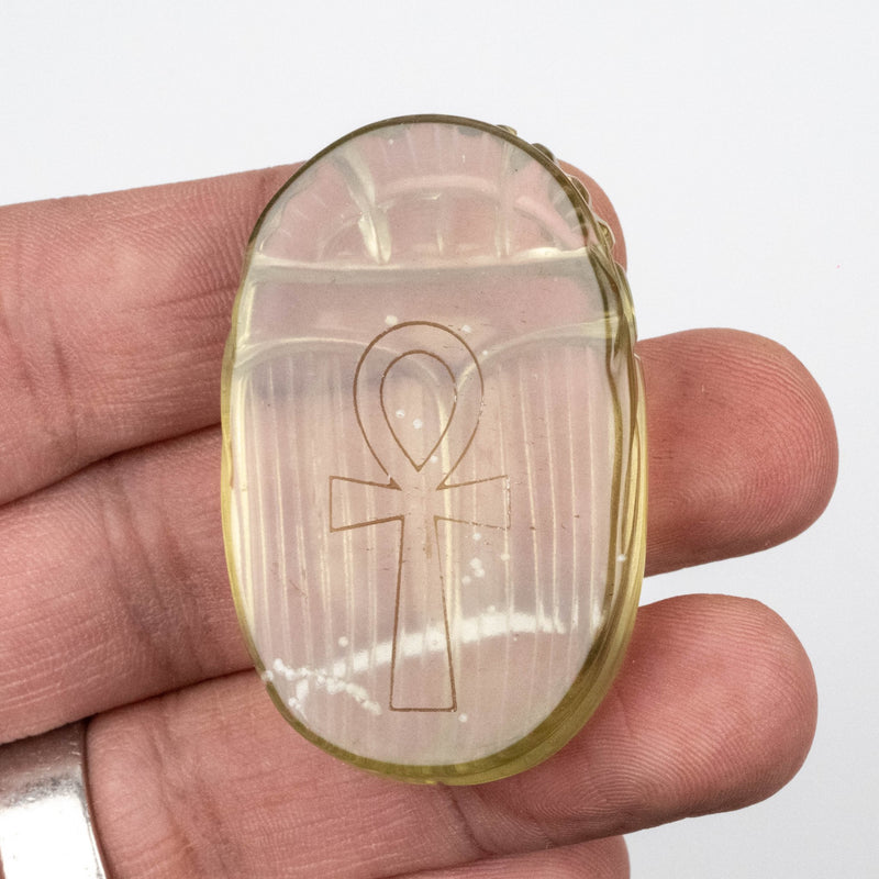 Libyan Desert Glass Scarab Gemstone Scarab 28.60 g 50x32mm - InnerVision Crystals