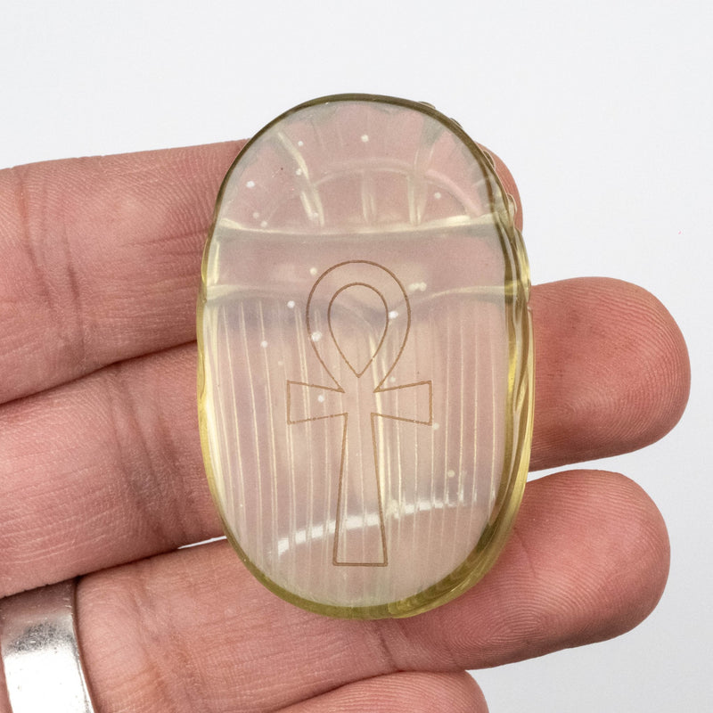 Libyan Desert Glass Scarab Gemstone Scarab 28.86 g 50x32mm - InnerVision Crystals