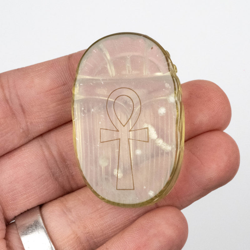 Libyan Desert Glass Scarab Gemstone Scarab 28.89 g 49x32mm - InnerVision Crystals