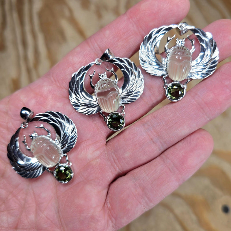 Libyan Desert Glass + Moldavite Scarab Pendant PRE-ORDER - InnerVision Crystals