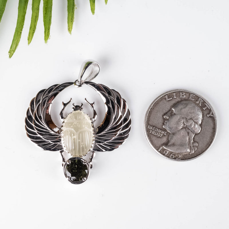 Libyan Desert Glass + Moldavite Scarab Pendant PRE-ORDER - InnerVision Crystals