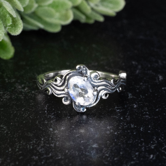 Madagascar Moonstone Ring 7x5mm Size 7 - InnerVision Crystals