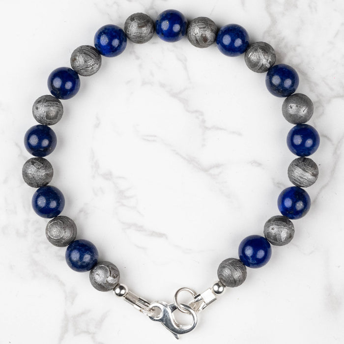 Meteorite + Lapis Lazuli Bead Bracelet 8" - InnerVision Crystals