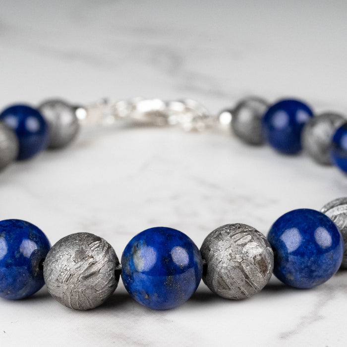Meteorite + Lapis Lazuli Bead Bracelet 8" - InnerVision Crystals