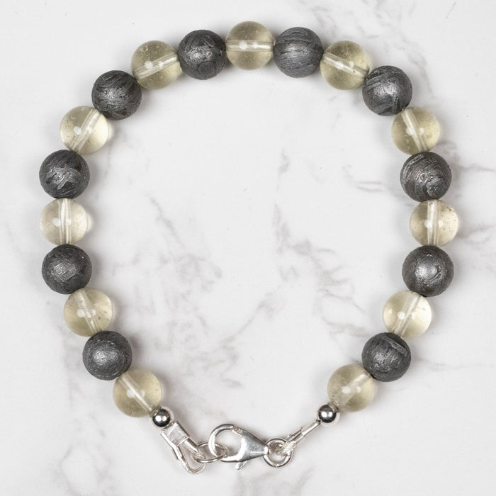Meteorite + Libyan Desert Glass Bead Bracelet 7" - InnerVision Crystals