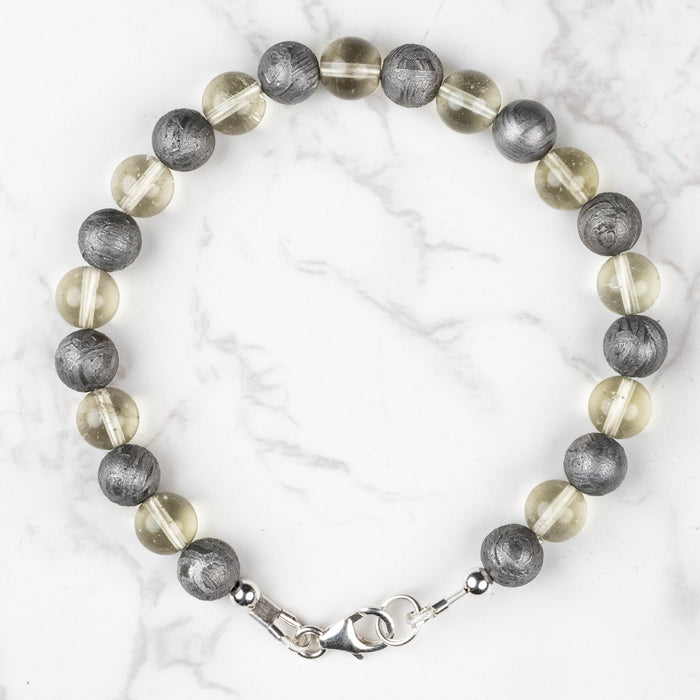 Meteorite + Libyan Desert Glass Bead Bracelet 8" - InnerVision Crystals