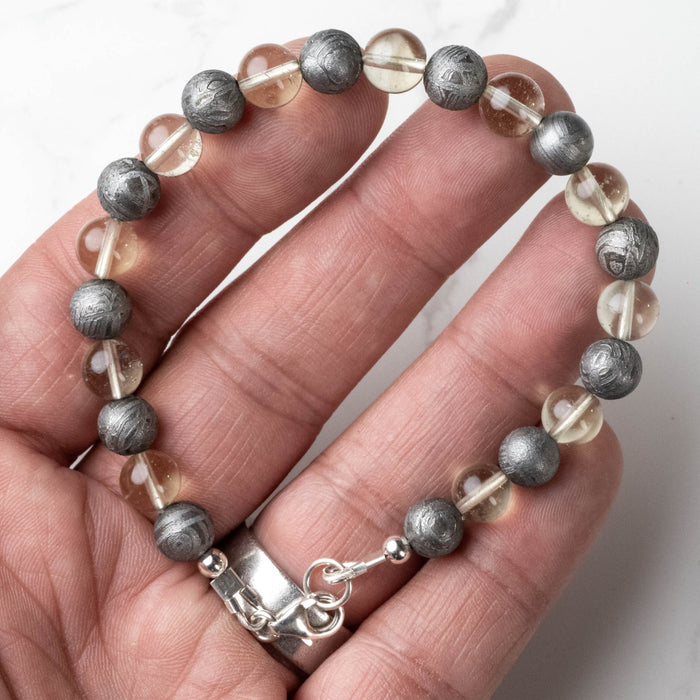 Meteorite + Libyan Desert Glass Bead Bracelet 8" - InnerVision Crystals