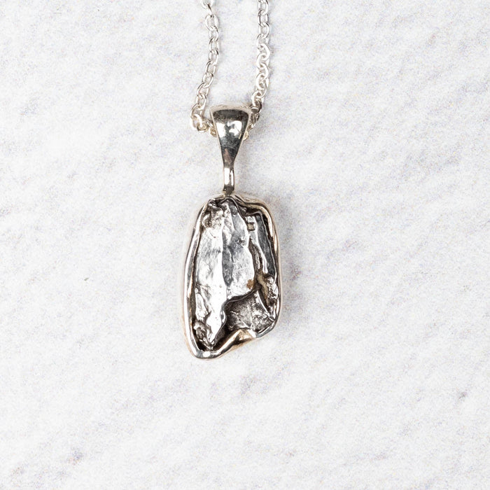 Meteorite Pendant 18mm + 18" Adjustable Chain .925 Silver - InnerVision Crystals
