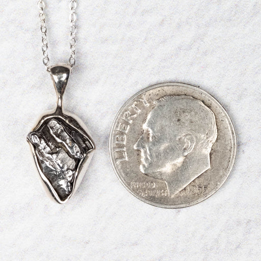 Meteorite Pendant 20mm + 18" Adjustable Chain .925 Silver - InnerVision Crystals