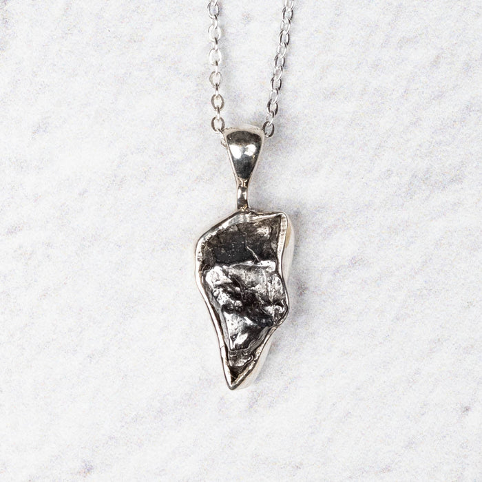 Meteorite Pendant 20mm + 18" Adjustable Chain .925 Silver - InnerVision Crystals