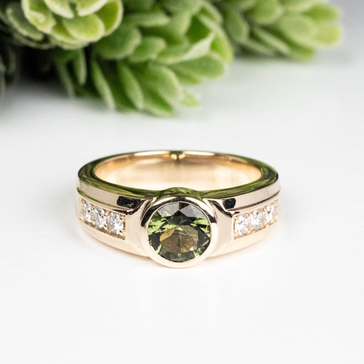 Moldavite + Diamond Men's Ring 20th Anniversary Limited Edition 14K Gold - InnerVision Crystals
