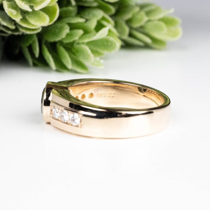 Moldavite + Diamond Men's Ring 20th Anniversary Limited Edition 14K Gold - InnerVision Crystals