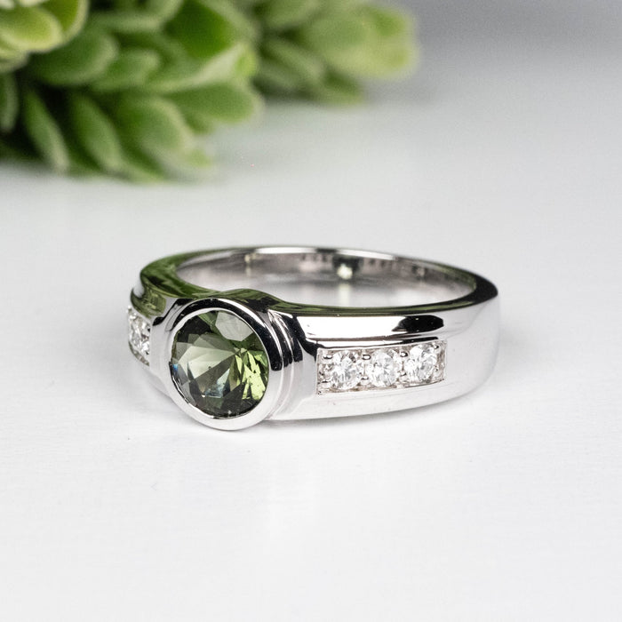 Moldavite + Diamond Men's Ring 20th Anniversary Limited Edition .925 Silver - InnerVision Crystals